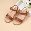 imagePANDANINJIA Gina Girls Sandals Open Toe Summer Flats Dress Sandals Shoes ToddlerLittle KidBig KidTan Pu