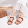 imagePANDANINJIA Gina Girls Sandals Open Toe Summer Flats Dress Sandals Shoes ToddlerLittle KidBig KidTan Pu