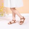 imagePANDANINJIA Gina Girls Sandals Open Toe Summer Flats Dress Sandals Shoes ToddlerLittle KidBig KidTan Pu
