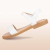 imagePANDANINJIA Gina Girls Sandals Open Toe Summer Flats Dress Sandals Shoes ToddlerLittle KidBig KidWhite Pu