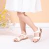 imagePANDANINJIA Gina Girls Sandals Open Toe Summer Flats Dress Sandals Shoes ToddlerLittle KidBig KidWhite Pu