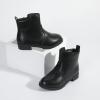 imagePANDANINJIA Girls Boots Kids Dress Short Ankle Booties Rhinestone Bowknot Zipper Shoes for Toddler Little Kids01 Black Pu