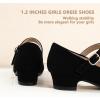 imagePANDANINJIA Girls Dress Shoes Toddler Little Big Kid Chunky Heels Wedding Party School PNEMY Flower Girl ShoesBlack Nubuck