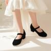 imagePANDANINJIA Girls Dress Shoes Toddler Little Big Kid Chunky Heels Wedding Party School PNEMY Flower Girl ShoesBlack Nubuck