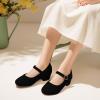 imagePANDANINJIA Girls Dress Shoes Toddler Little Big Kid Chunky Heels Wedding Party School PNEMY Flower Girl ShoesBlack Nubuck