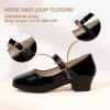 imagePANDANINJIA Girls Dress Shoes Toddler Little Big Kid Chunky Heels Wedding Party School PNEMY Flower Girl ShoesBlack Patent