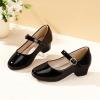 imagePANDANINJIA Girls Dress Shoes Toddler Little Big Kid Chunky Heels Wedding Party School PNEMY Flower Girl ShoesBlack Patent