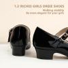 imagePANDANINJIA Girls Dress Shoes Toddler Little Big Kid Chunky Heels Wedding Party School PNEMY Flower Girl ShoesBlack Patent