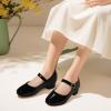 imagePANDANINJIA Girls Dress Shoes Toddler Little Big Kid Chunky Heels Wedding Party School PNEMY Flower Girl ShoesBlack Patent