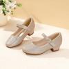 imagePANDANINJIA Girls Dress Shoes Toddler Little Big Kid Chunky Heels Wedding Party School PNEMY Flower Girl ShoesGold Glitter