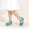 imagePANDANINJIA Girls Dress Shoes Toddler Little Big Kid Chunky Heels Wedding Party School PNEMY Flower Girl ShoesR Blue Glitter