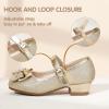 imagePANDANINJIA Girls Dress Shoes Toddler Little Big Kid Chunky Heels Wedding Party School PNEMY Flower Girl ShoesR Gold Glitter