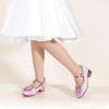 imagePANDANINJIA Girls Dress Shoes Toddler Little Big Kid Chunky Heels Wedding Party School PNEMY Flower Girl ShoesR Rainbow Glitter