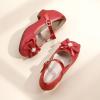 imagePANDANINJIA Girls Dress Shoes Toddler Little Big Kid Chunky Heels Wedding Party School PNEMY Flower Girl ShoesR Red Glitter