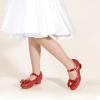imagePANDANINJIA Girls Dress Shoes Toddler Little Big Kid Chunky Heels Wedding Party School PNEMY Flower Girl ShoesR Red Glitter