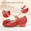 imagePANDANINJIA Girls Dress Shoes Toddler Little Big Kid Chunky Heels Wedding Party School PNEMY Flower Girl ShoesR Red Glitter