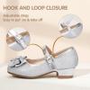 imagePANDANINJIA Girls Dress Shoes Toddler Little Big Kid Chunky Heels Wedding Party School PNEMY Flower Girl ShoesR Silver Glitter