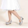 imagePANDANINJIA Girls Dress Shoes Toddler Little Big Kid Chunky Heels Wedding Party School PNEMY Flower Girl ShoesR Silver Glitter