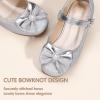 imagePANDANINJIA Girls Dress Shoes Toddler Little Big Kid Chunky Heels Wedding Party School PNEMY Flower Girl ShoesR Silver Glitter