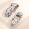 imagePANDANINJIA Girls Dress Shoes Toddler Little Big Kid Chunky Heels Wedding Party School PNEMY Flower Girl ShoesR Silver Glitter