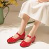 imagePANDANINJIA Girls Dress Shoes Toddler Little Big Kid Chunky Heels Wedding Party School PNEMY Flower Girl ShoesRed Patent