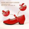 imagePANDANINJIA Girls Dress Shoes Toddler Little Big Kid Chunky Heels Wedding Party School PNEMY Flower Girl ShoesRed Patent