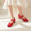 imagePANDANINJIA Girls Dress Shoes Toddler Little Big Kid Chunky Heels Wedding Party School PNEMY Flower Girl ShoesRed Patent