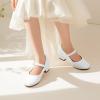 imagePANDANINJIA Girls Dress Shoes Toddler Little Big Kid Chunky Heels Wedding Party School PNEMY Flower Girl ShoesWhite Pu