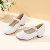 imagePANDANINJIA Girls Dress Shoes Toddler Little Big Kid Chunky Heels Wedding Party School PNEMY Flower Girl ShoesWhite Pu