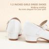 imagePANDANINJIA Girls Dress Shoes Toddler Little Big Kid Chunky Heels Wedding Party School PNEMY Flower Girl ShoesWhite Pu