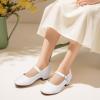 imagePANDANINJIA Girls Dress Shoes Toddler Little Big Kid Chunky Heels Wedding Party School PNEMY Flower Girl ShoesWhite Pu