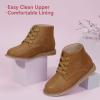 imagePANDANINJIA Toddler Girls Boots Kids Fashion Spring Fall Short Ankle Booties Comfort Lace Up Girl Flats Dress ShoesBrownpu