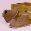 imagePANDANINJIA Toddler Girls Boots Kids Fashion Spring Fall Short Ankle Booties Comfort Lace Up Girl Flats Dress ShoesBrownpu