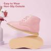 imagePANDANINJIA Toddler Girls Boots Kids Fashion Spring Fall Short Ankle Booties Comfort Lace Up Girl Flats Dress ShoesPinkpu