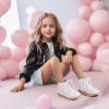 imagePANDANINJIA Toddler Girls Boots Kids Fashion Spring Fall Short Ankle Booties Comfort Lace Up Girl Flats Dress ShoesWhitepu