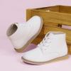 imagePANDANINJIA Toddler Girls Boots Kids Fashion Spring Fall Short Ankle Booties Comfort Lace Up Girl Flats Dress ShoesWhitepu