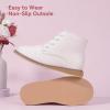 imagePANDANINJIA Toddler Girls Boots Kids Fashion Spring Fall Short Ankle Booties Comfort Lace Up Girl Flats Dress ShoesWhitepu