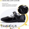 imagePANDANINJIA Toddler Girls Dress Shoes Flower Girl Flats Pearls Bow Mary Jane Wedding Party Flora ShoesBlack Patent