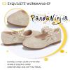 imagePANDANINJIA Toddler Girls Dress Shoes Flower Girl Flats Pearls Bow Mary Jane Wedding Party Flora ShoesGold Glitter
