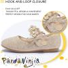 imagePANDANINJIA Toddler Girls Dress Shoes Flower Girl Flats Pearls Bow Mary Jane Wedding Party Flora ShoesGold Sparkle