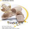 imagePANDANINJIA Toddler Girls Dress Shoes Flower Girl Flats Pearls Bow Mary Jane Wedding Party Flora ShoesGold Sparkle