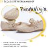 imagePANDANINJIA Toddler Girls Dress Shoes Flower Girl Flats Pearls Bow Mary Jane Wedding Party Flora ShoesGold Sparkle