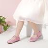 imagePANDANINJIA Toddler Girls Dress Shoes Flower Girl Flats Pearls Bow Mary Jane Wedding Party Flora ShoesHotpink Glitter