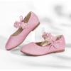 imagePANDANINJIA Toddler Girls Dress Shoes Flower Girl Flats Pearls Bow Mary Jane Wedding Party Flora ShoesHotpink Glitter