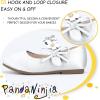 imagePANDANINJIA Toddler Girls Dress Shoes Flower Girl Flats Pearls Bow Mary Jane Wedding Party Flora ShoesIvory Silk