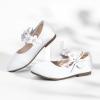 imagePANDANINJIA Toddler Girls Dress Shoes Flower Girl Flats Pearls Bow Mary Jane Wedding Party Flora ShoesIvory Silk