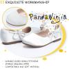 imagePANDANINJIA Toddler Girls Dress Shoes Flower Girl Flats Pearls Bow Mary Jane Wedding Party Flora ShoesIvory Silk