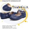 imagePANDANINJIA Toddler Girls Dress Shoes Flower Girl Flats Pearls Bow Mary Jane Wedding Party Flora ShoesNavy Pu