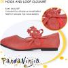 imagePANDANINJIA Toddler Girls Dress Shoes Flower Girl Flats Pearls Bow Mary Jane Wedding Party Flora ShoesRed Glitter