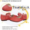 imagePANDANINJIA Toddler Girls Dress Shoes Flower Girl Flats Pearls Bow Mary Jane Wedding Party Flora ShoesRed Glitter